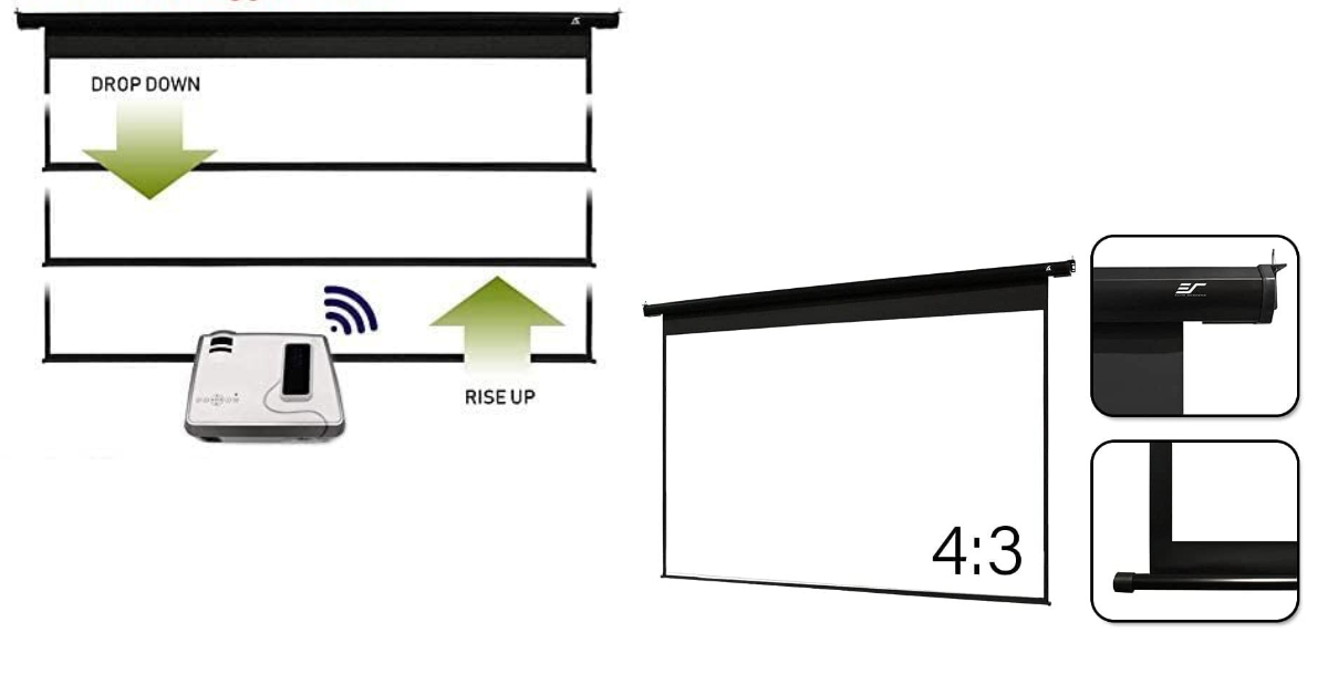 Akia 104 inch Retractable electric projector screen with remote