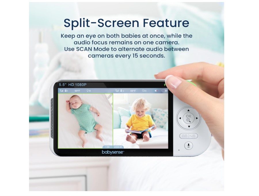 Babysense 5.5 1080p Split-Screen wireless baby monitor