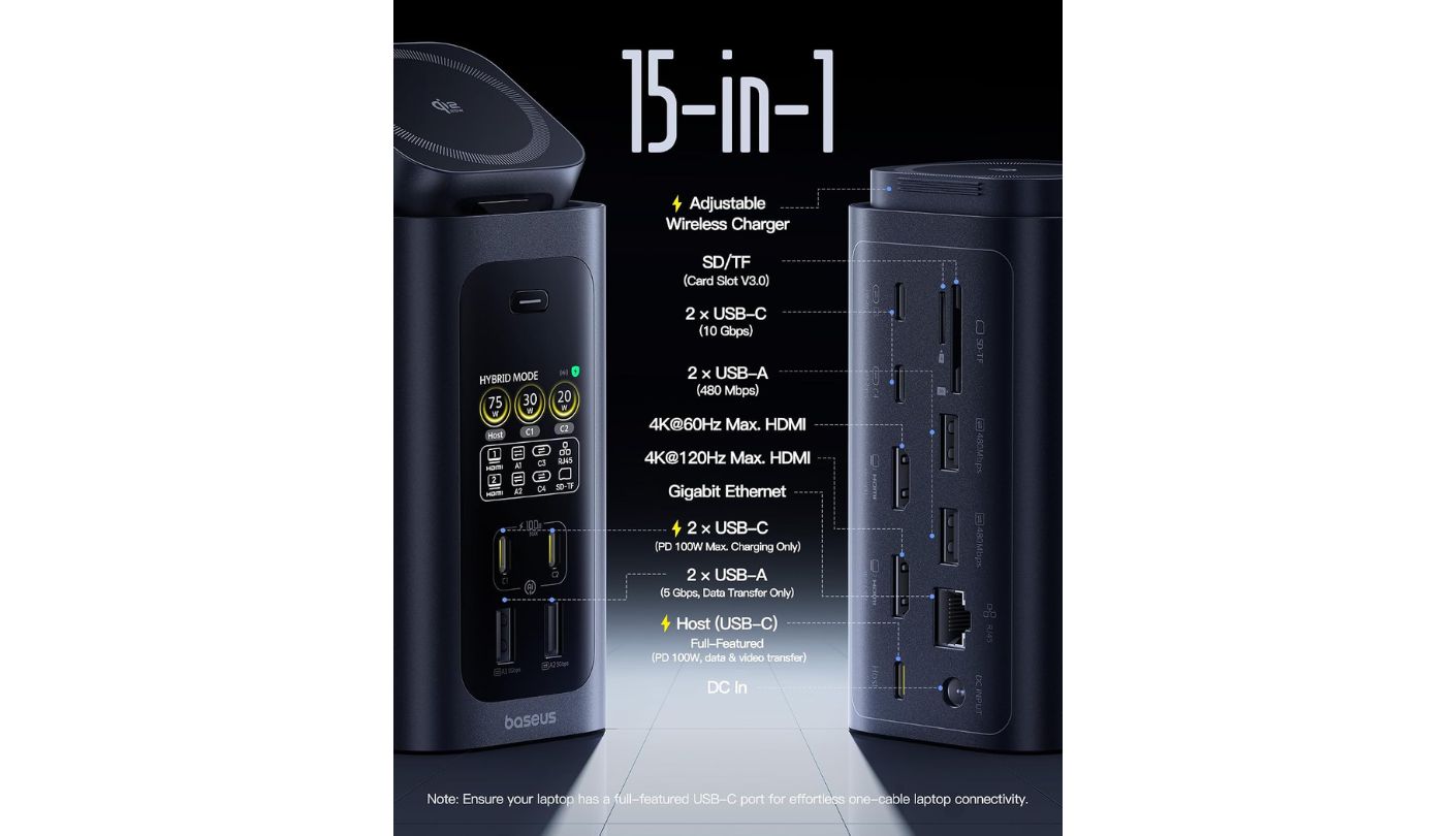Baseus Spacemate RD1 Pro 15-in-1 multi monitor USB-C hub