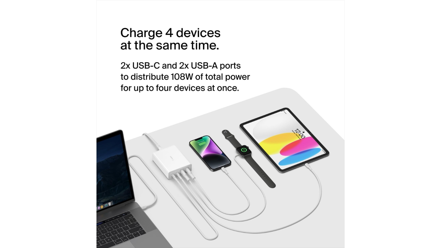 Belkin 4-Port GaN charging station home office