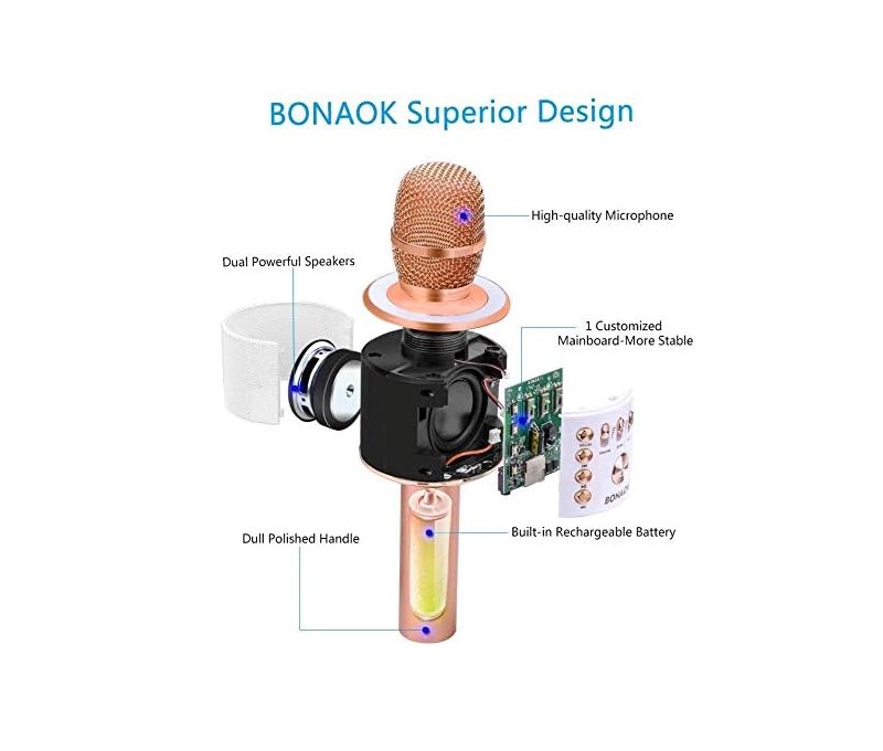 BONAOK Q37 wireless karaoke microphone kids