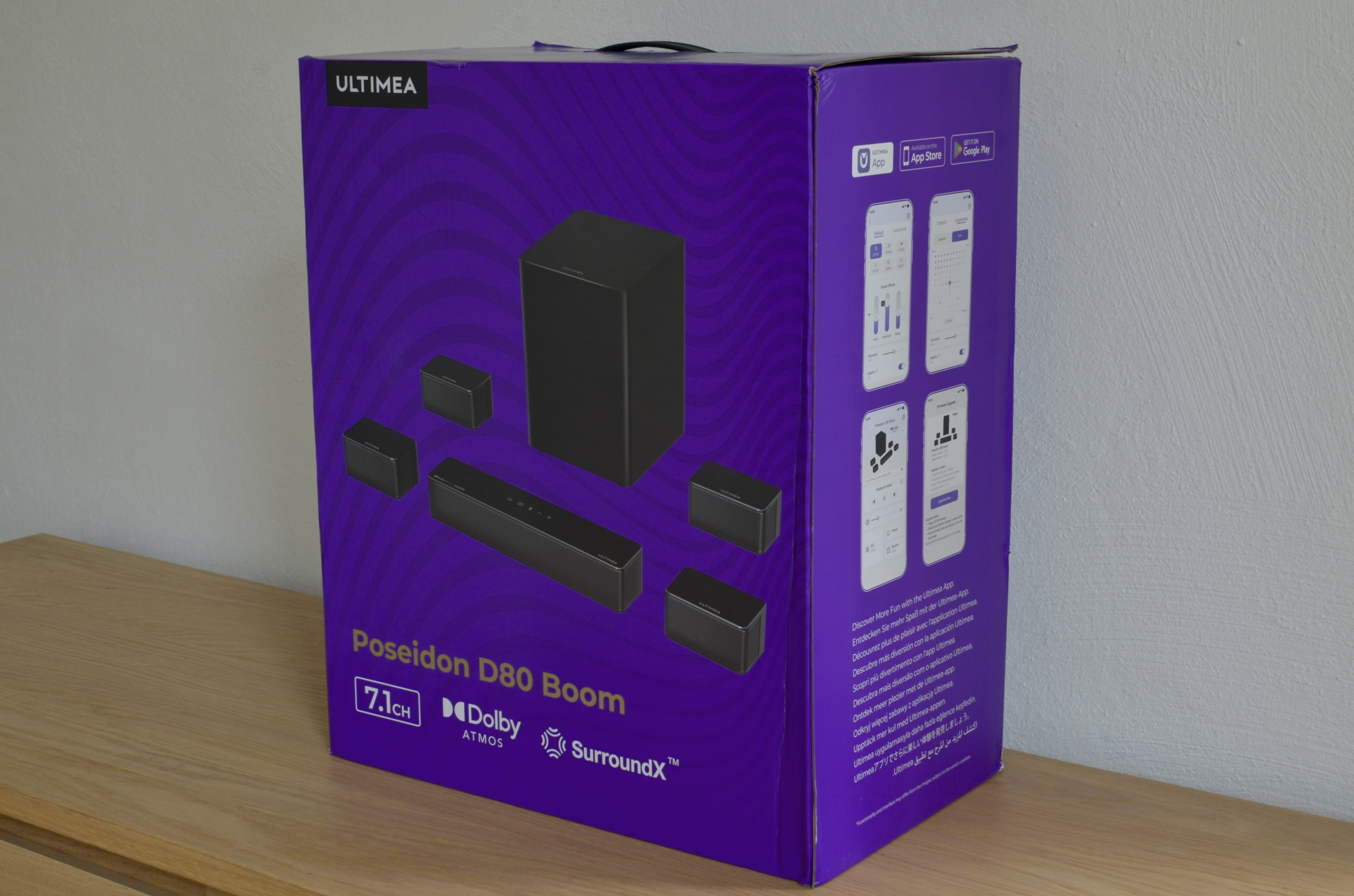 ULTIMEA D80 Boom unboxing 7.1 soundbar with wireless subwoofer satellite speakers complete package