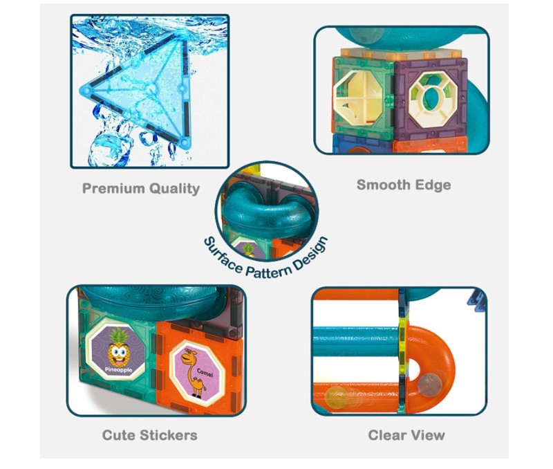 BELLA GLOBE Glowing Marble Run Race Track magnetic tile set