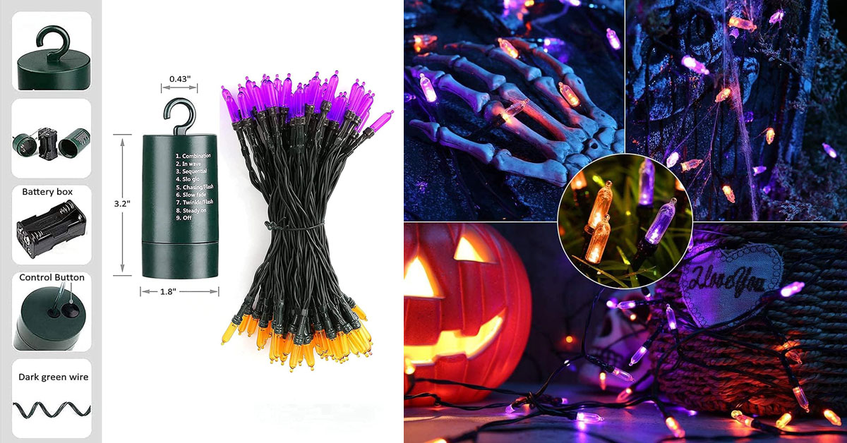 Joomer Guirlande Lumineuse Orange Violet meilleures lumières d'halloween extérieures