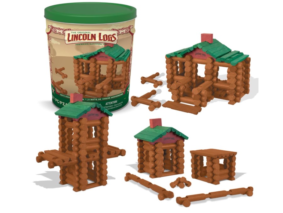 Lincoln Logs 100th Anniversary Tin educational building blocks