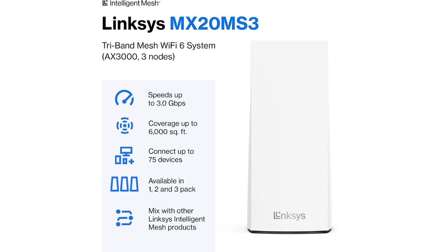 Linksys Atlas Pro 6 MX5503 3-Pack mesh system for 2 story home