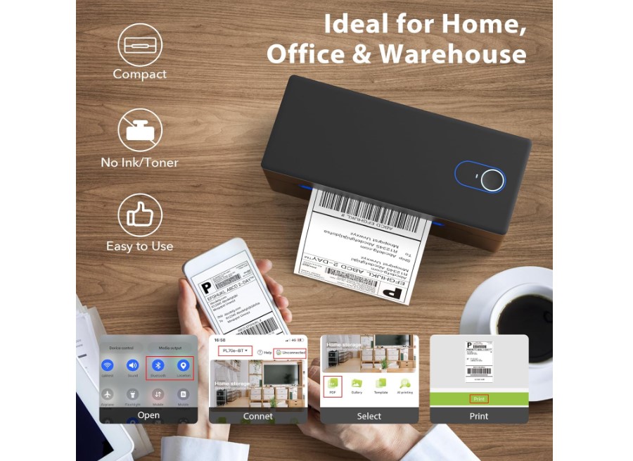 Nelko PL70E-BT shipping label printer