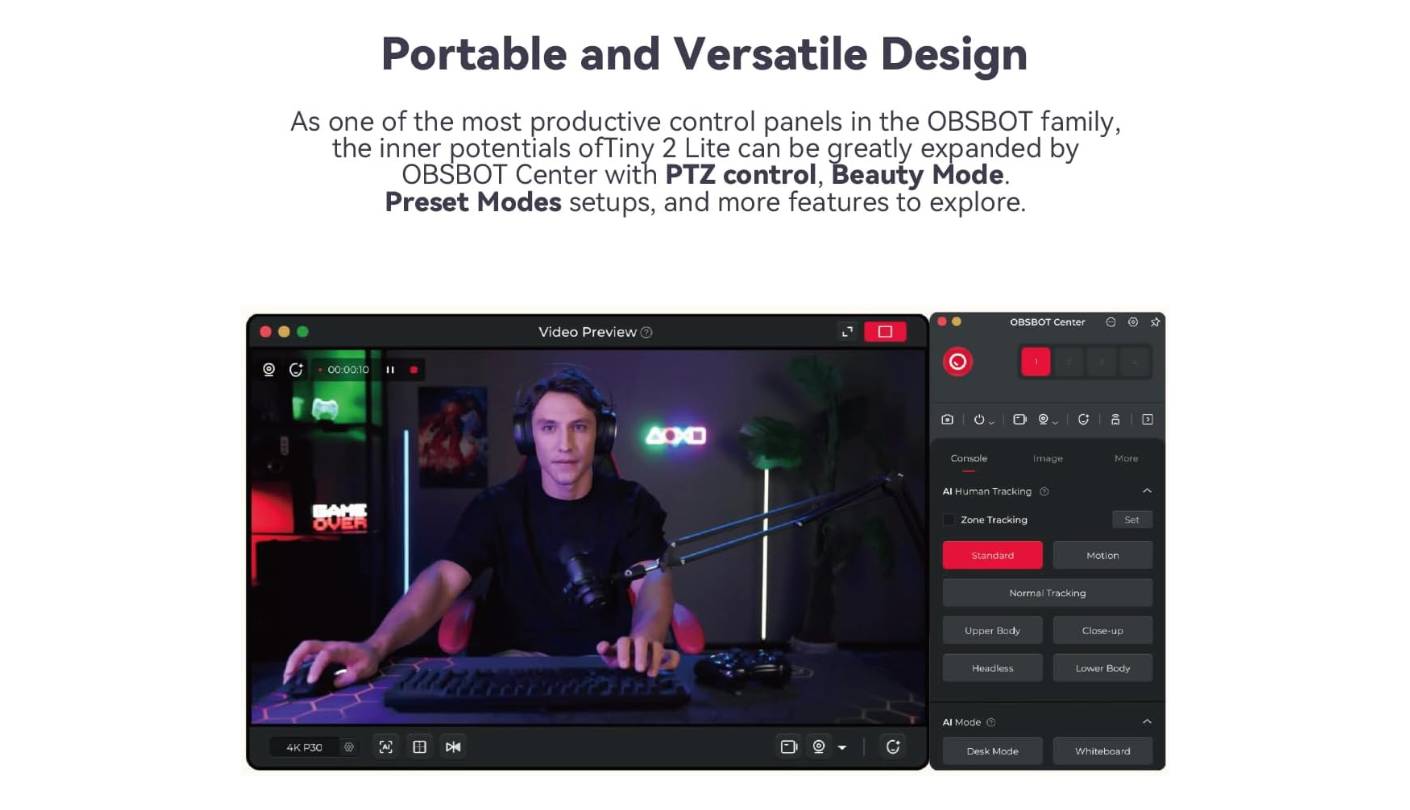 OBSBOT Tiny 2 Lite streaming webcam