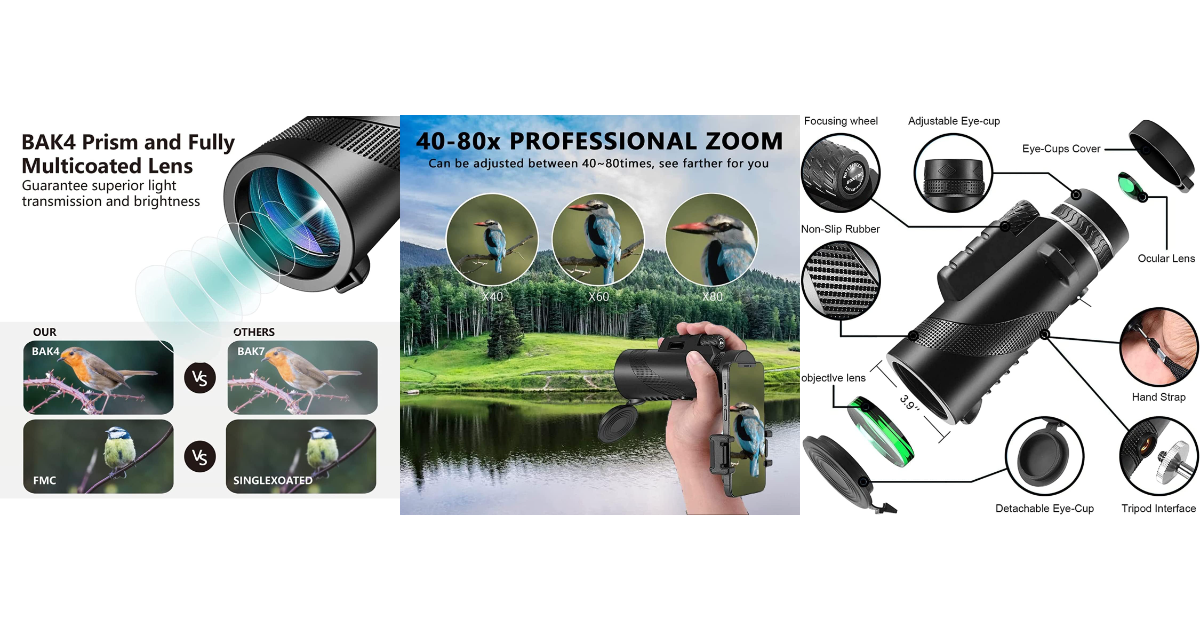 PhysioPhyx 80x100 best monocular for cell phone