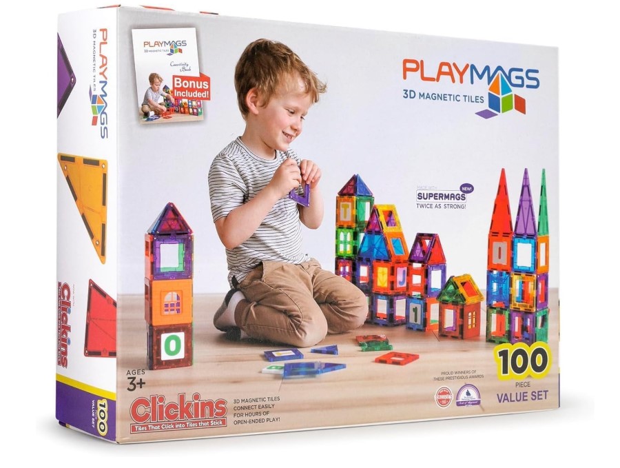 Playmags Magnetic Tiles 100-Piece construction toy set