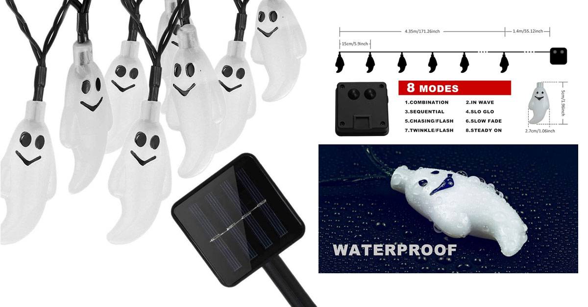Qunlight Guirlandes lumineuses fantômes lumières d'halloween extérieures