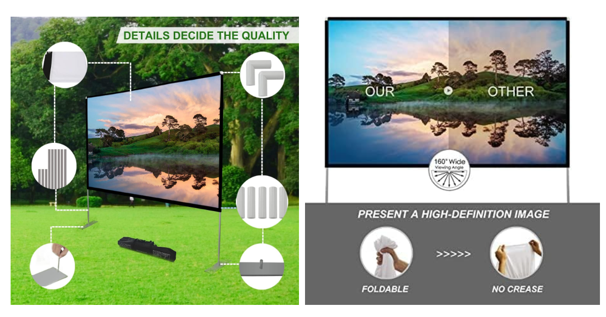 SKERELL with Stand Portable best 4k projector screen