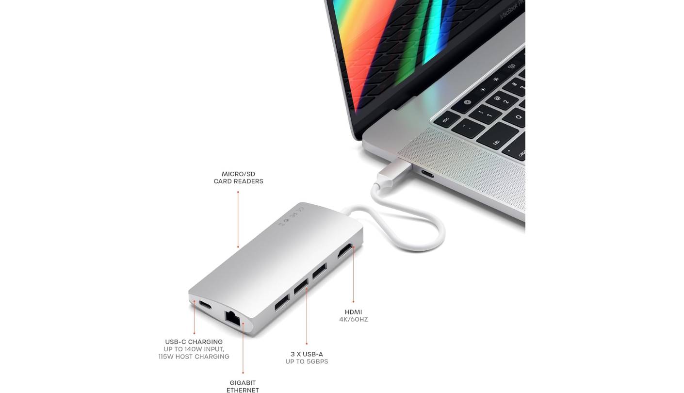 Satechi Multiport Adapter V2 USB-C hub Mac and Windows compatible