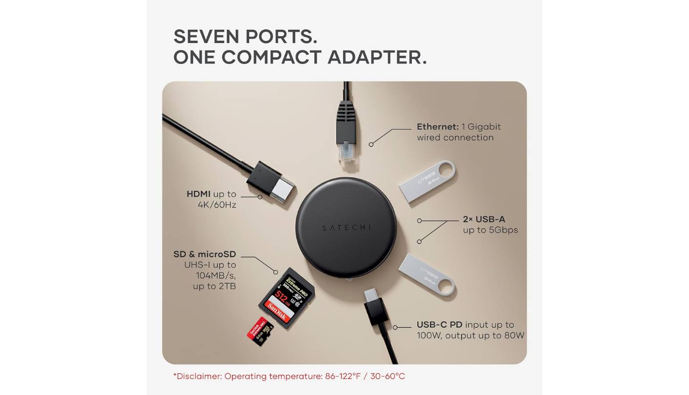 Satechi OntheGo 7-in-1 USB-C hub for MacBook