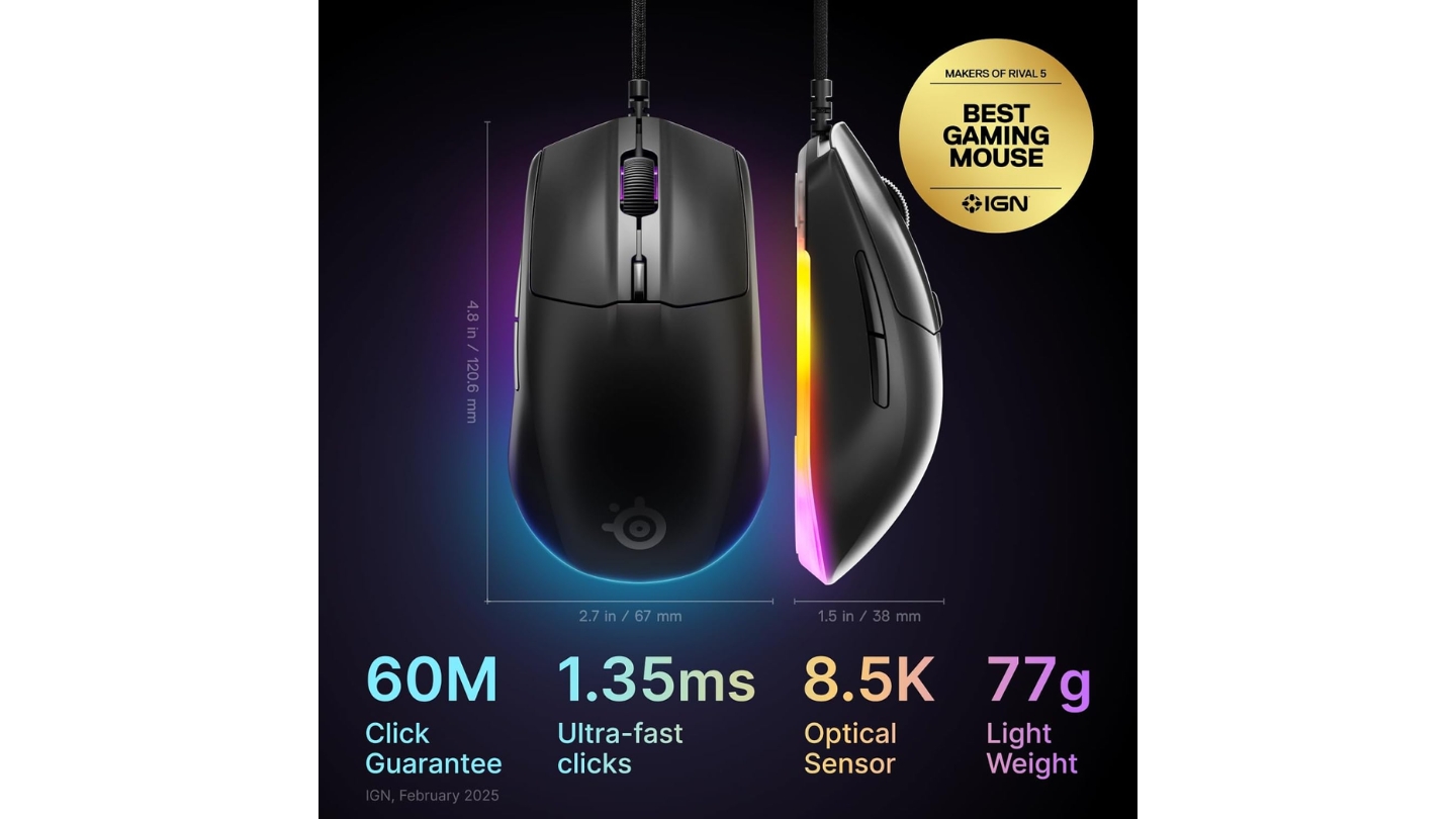 SteelSeries Rival 3 Gen 2 gaming mouse under 50