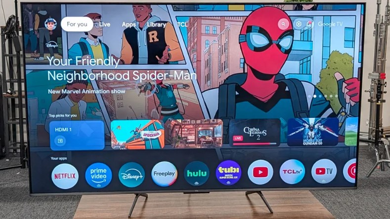 TCL QM6K Mini-LED television dark environment