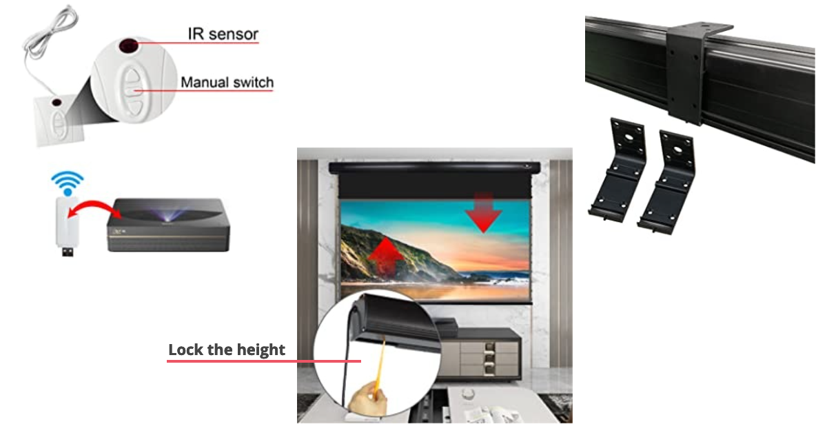 Vividstorm PRO Slimline Tension motorized retractable projector screen