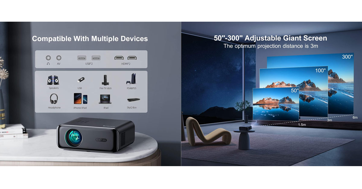 WiMiUS P62 Full HD 1080P roku projecteur