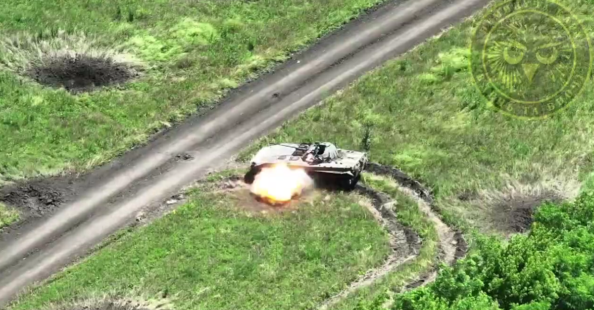 Three FPV drones worth $350 each destroy a $300,000 Russian BMP-2 infantry fighting vehicle