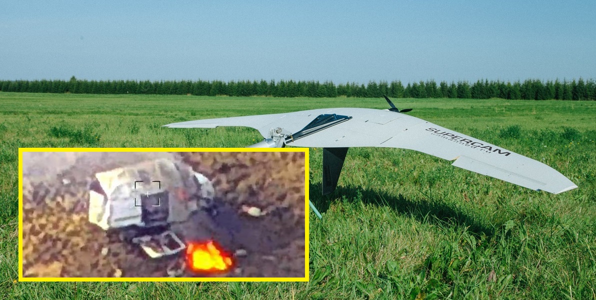 Ukraiński dron SHARK pomógł amerykańskiemu systemowi rakietowemu HIMARS zniszczyć rosyjską załogę SuperCam S350 UAV wraz z centrum sterowania podczas przygotowań do startu.