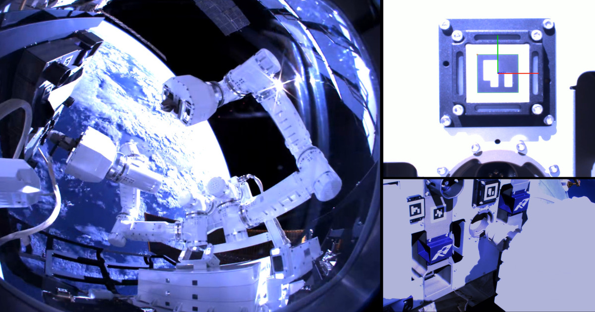 Gitai: Robot nello spazio installa un pannello all'esterno della ISS, la Stazione Spaziale Internazionale