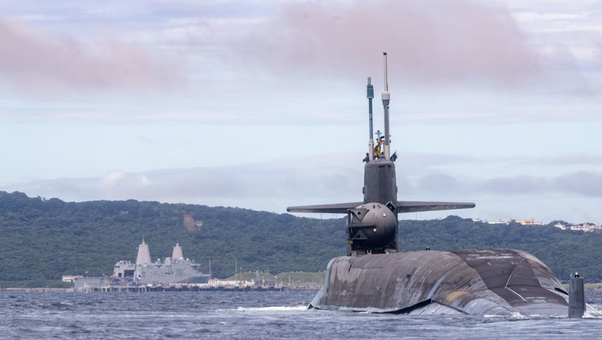 The Ohio-class nuclear-powered submarine USS Michigan carrying 154 Tomahawk cruise missiles arrives in South Korea for the first time since 2017