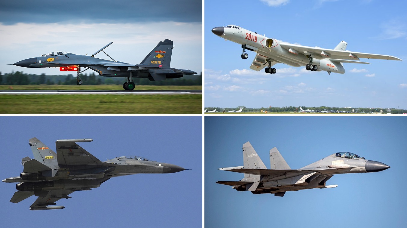 Decenas de cazas chinos J-11 y Su-30 y bombarderos nucleares H-6 simulan ataques contra Taiwán