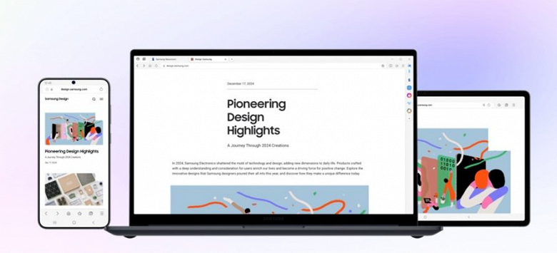 Интерфейс Samsung Browser для Windows