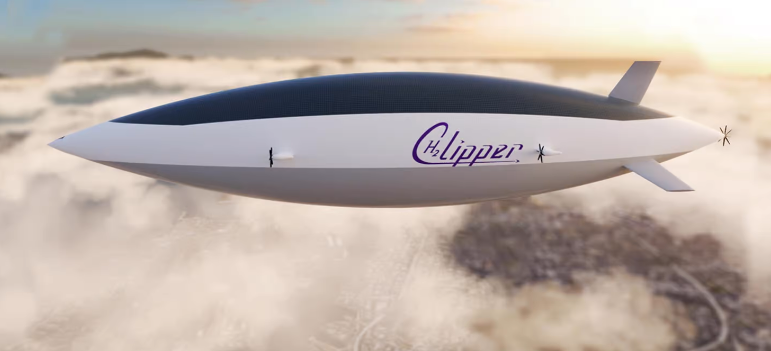 H2 Clipper is a hydrogen airship that can transport 154,000 kg of cargo at a speed of 280 km/h over a distance of 9650 km