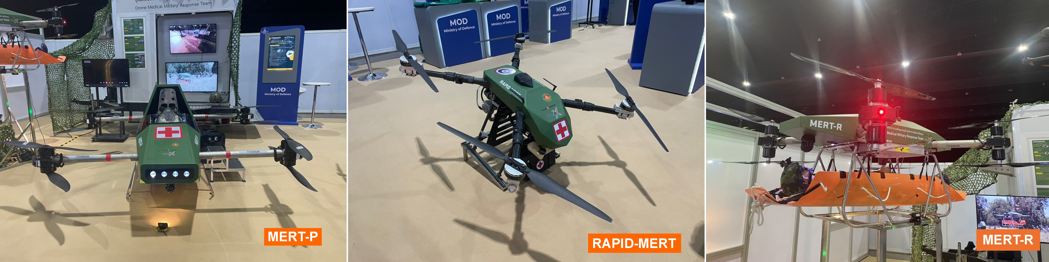 MERT quadcopters for transporting wounded and delivering medical equipment are unveiled