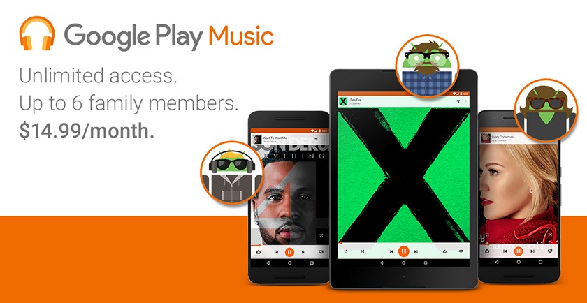 Google Play Music запускает семейный план на 6 человек