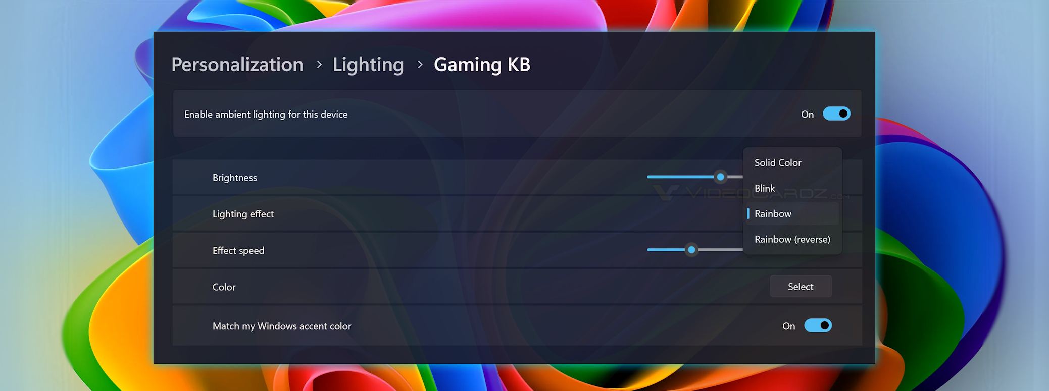 Windows 11 doda kontrolę nad urządzeniami z podświetleniem RGB