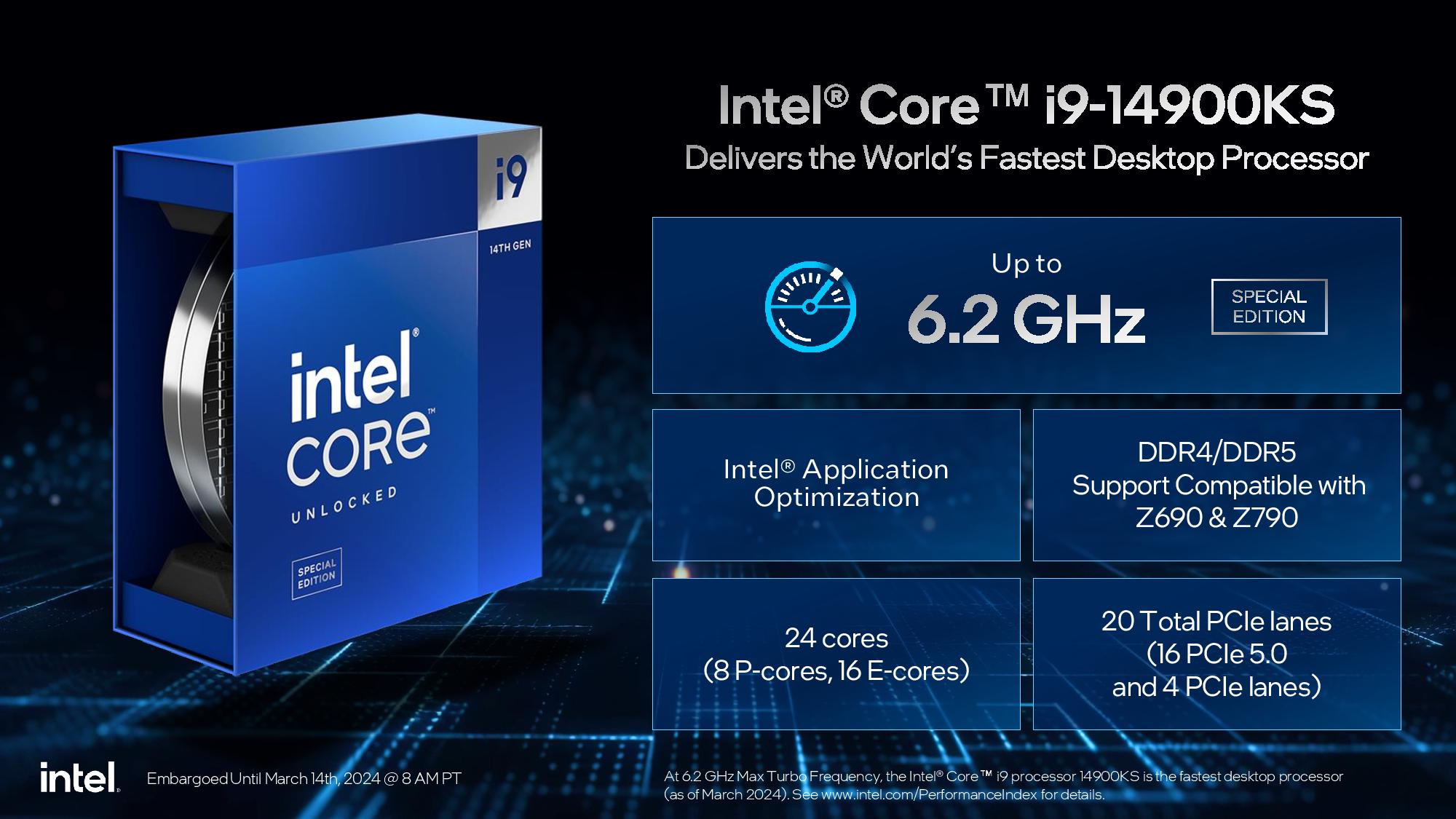 Kappløpet om megahertz fortsetter: Intel Core i9-14900KS oppnår 6,2 GHz kraft rett ut av esken.