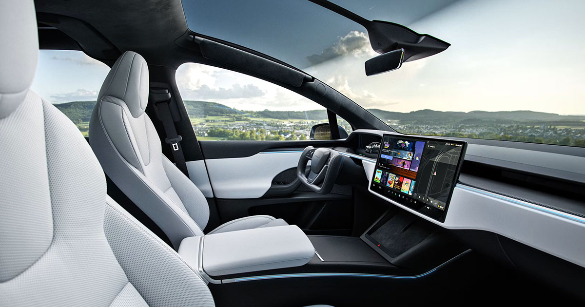 A spread of the Tesla Model X's charming interior