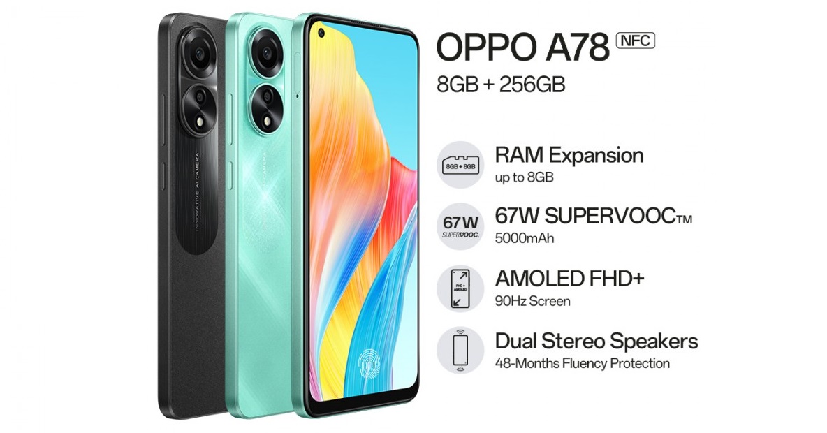 OPPO A78 4G - Snapdragon 680, display AMOLED a 90Hz e ricarica a 67W per 235 dollari