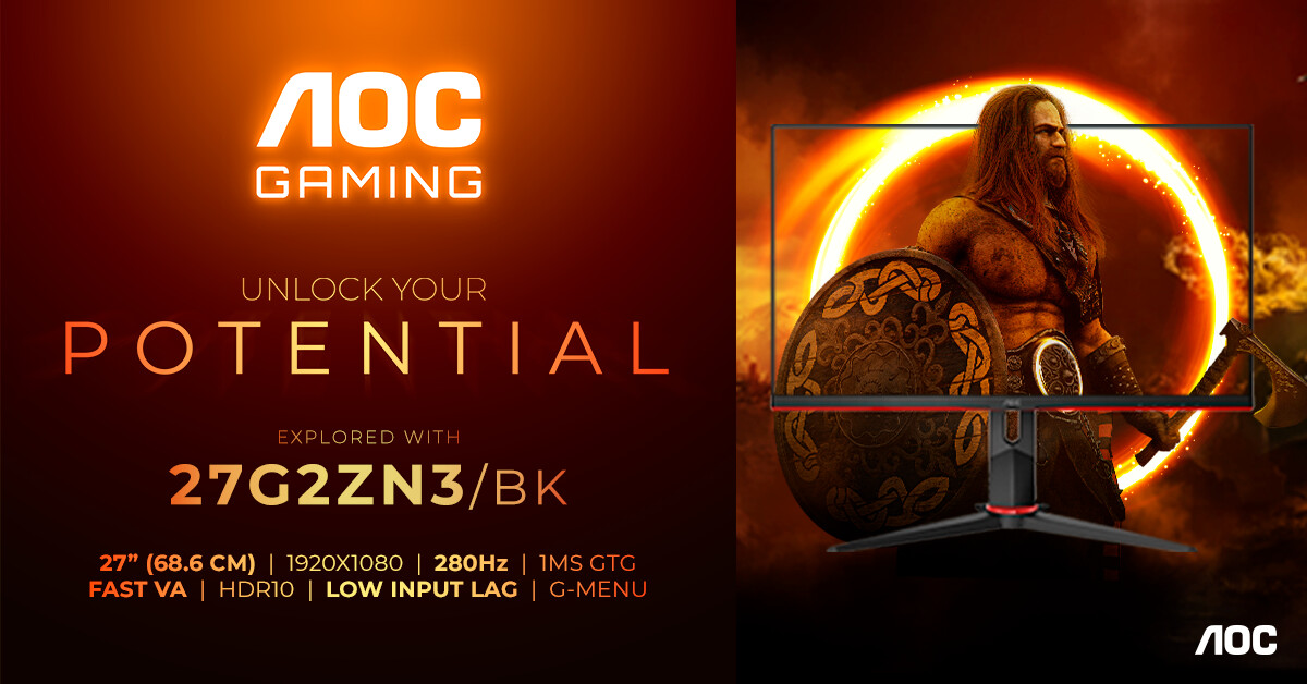 AOC AGON 27G2ZN3/BK - gaming monitor with 280Hz support for $240