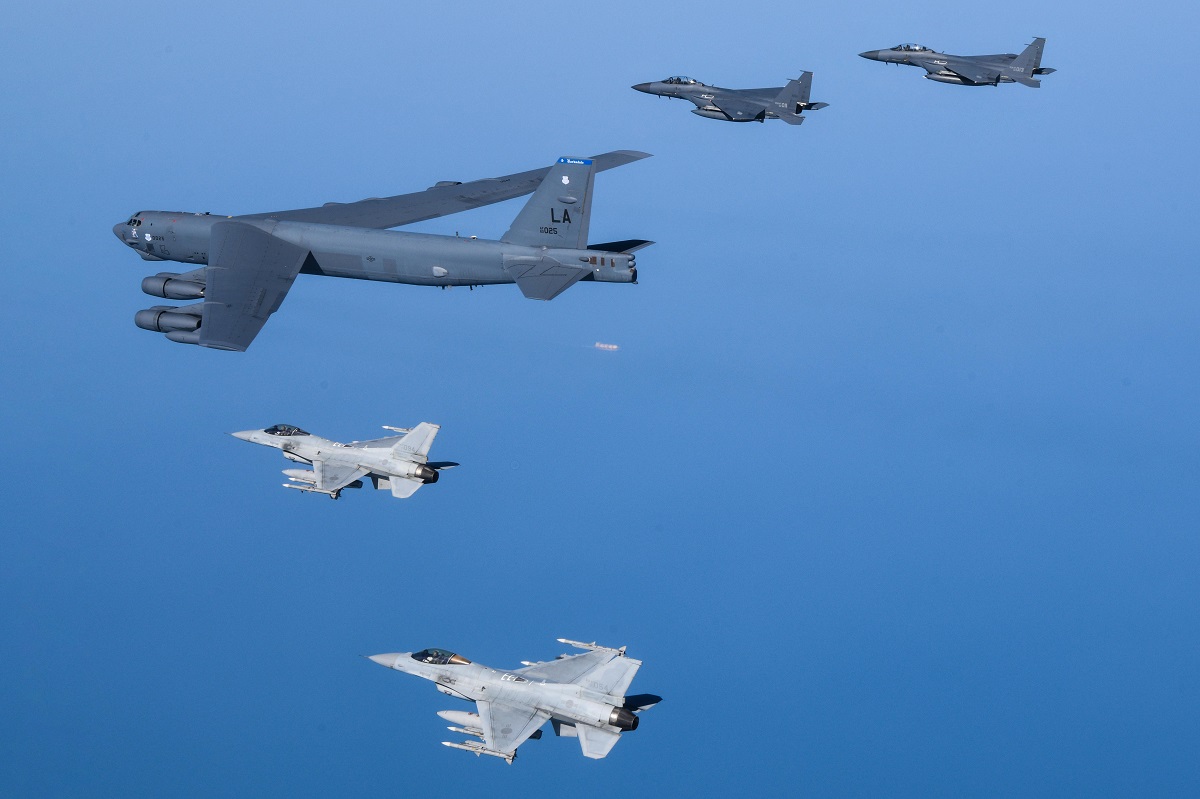 B-52H Stratofortress nuclear bombers return to the Republic of Korea for exercises with F-35A, F-16, F-15E and KF-16 fighters