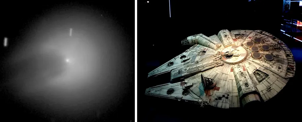 Comet 12P/Pons-Brooks suddenly increased in brightness 100 times and turned into the Millennium Falcon from Star War