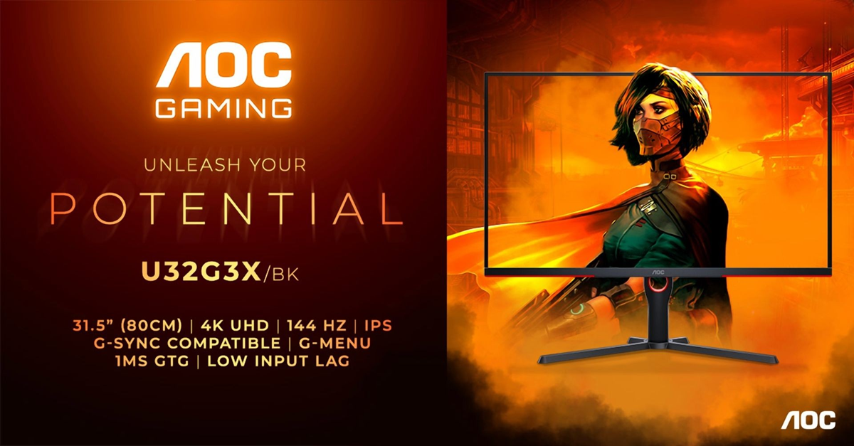 4K UHD, 144 Hz-skjerm og HDMI 2.1 til £650 - AOC Gaming U32G3X/BK-skjerm annonsert