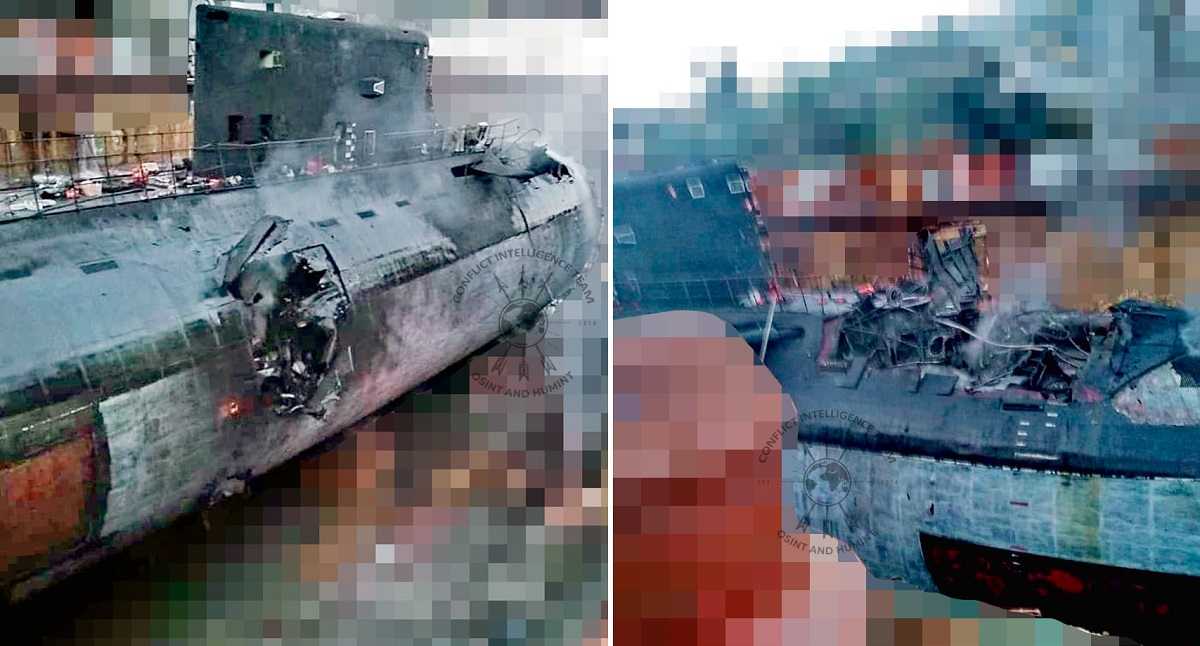 Le foto del sottomarino russo da 300 milioni di dollari Rostov-on-Don mostrano danni catastrofici al sottomarino