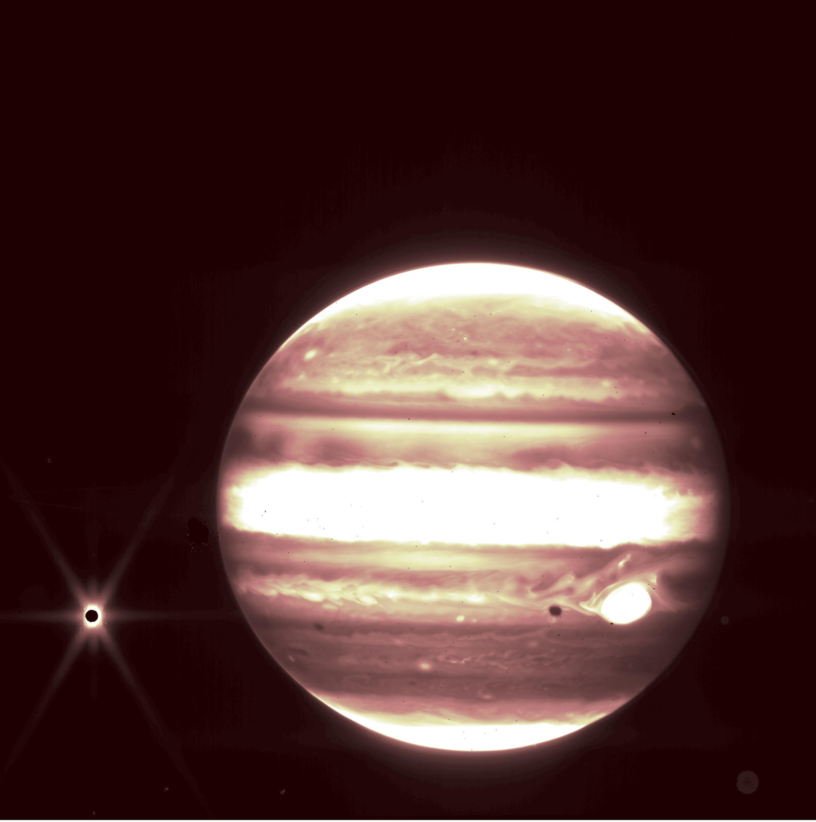 The James Webb orbiting telescope took vivid pictures of Jupiter, its rings and three satellites