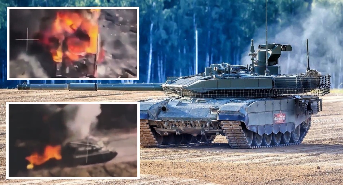 Український FPV-дрон точним влучанням відірвав башту і повністю знищив російський модернізований танк Т-90 "Прорив"
