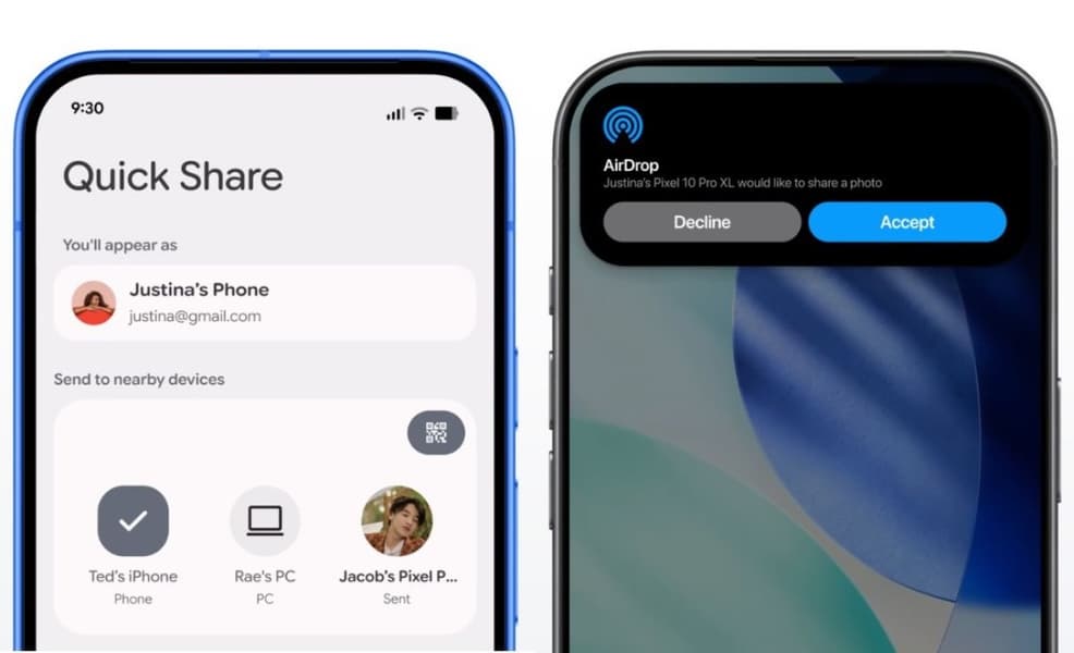 Quick Share на Android смартфоне