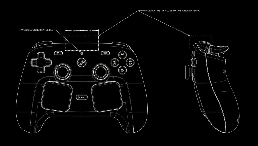 Planos de la carcasa del Steam Controller. Ilustración: Valve