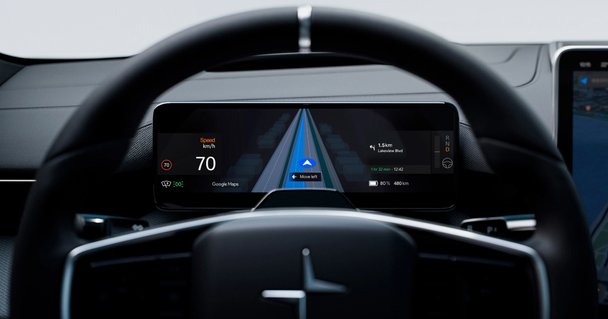 Polestar интегририрует функцию навигации по полосе движения Google Maps в режиме реального времени