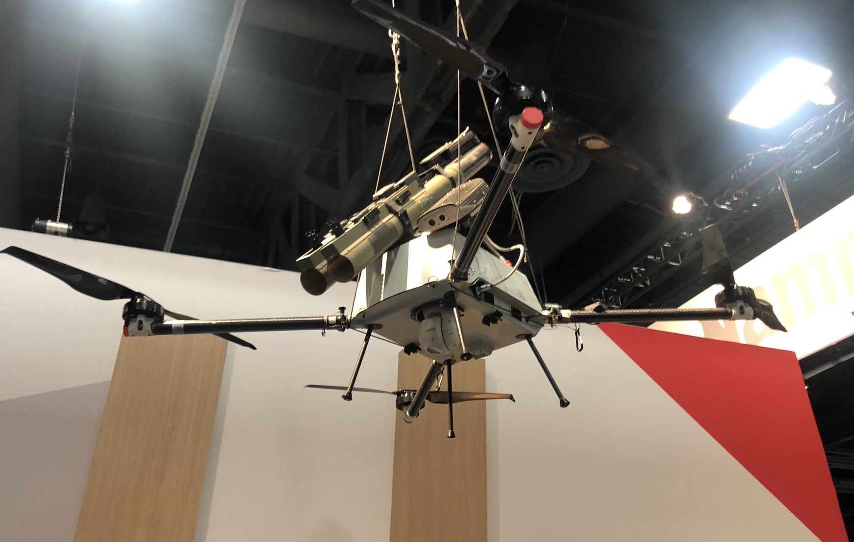 Alare Technologies introduced the BLADE-55 drone with two M72 LAW anti-tank grenade launchers