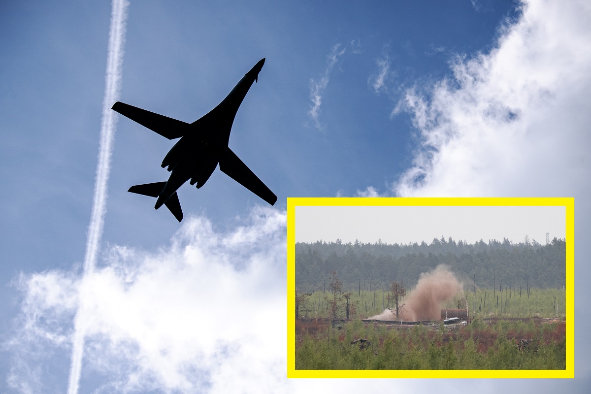 Американские стратегические бомбардировщики B-1B Lancer впервые сбросили бомбы во время учений в Латвии