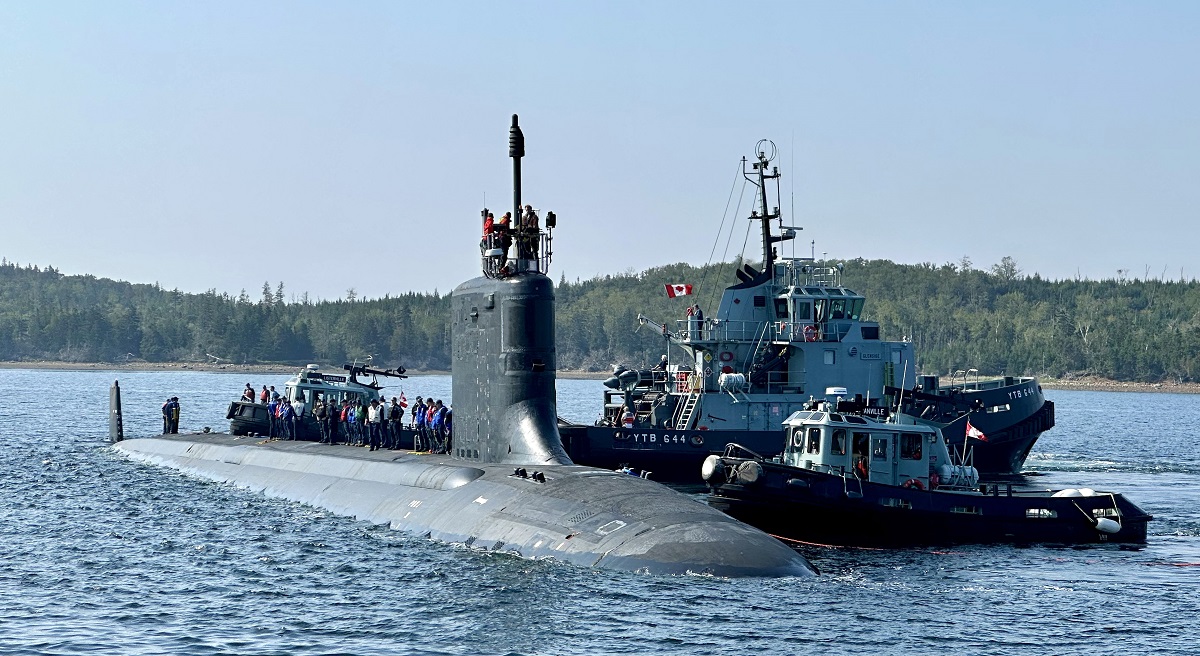 Den amerikanske marinen har sendt den nye atomdrevne ubåten USS Indiana i Virginia-klassen, som kan bære Tomahawk-cruisemissiler, til Canada.