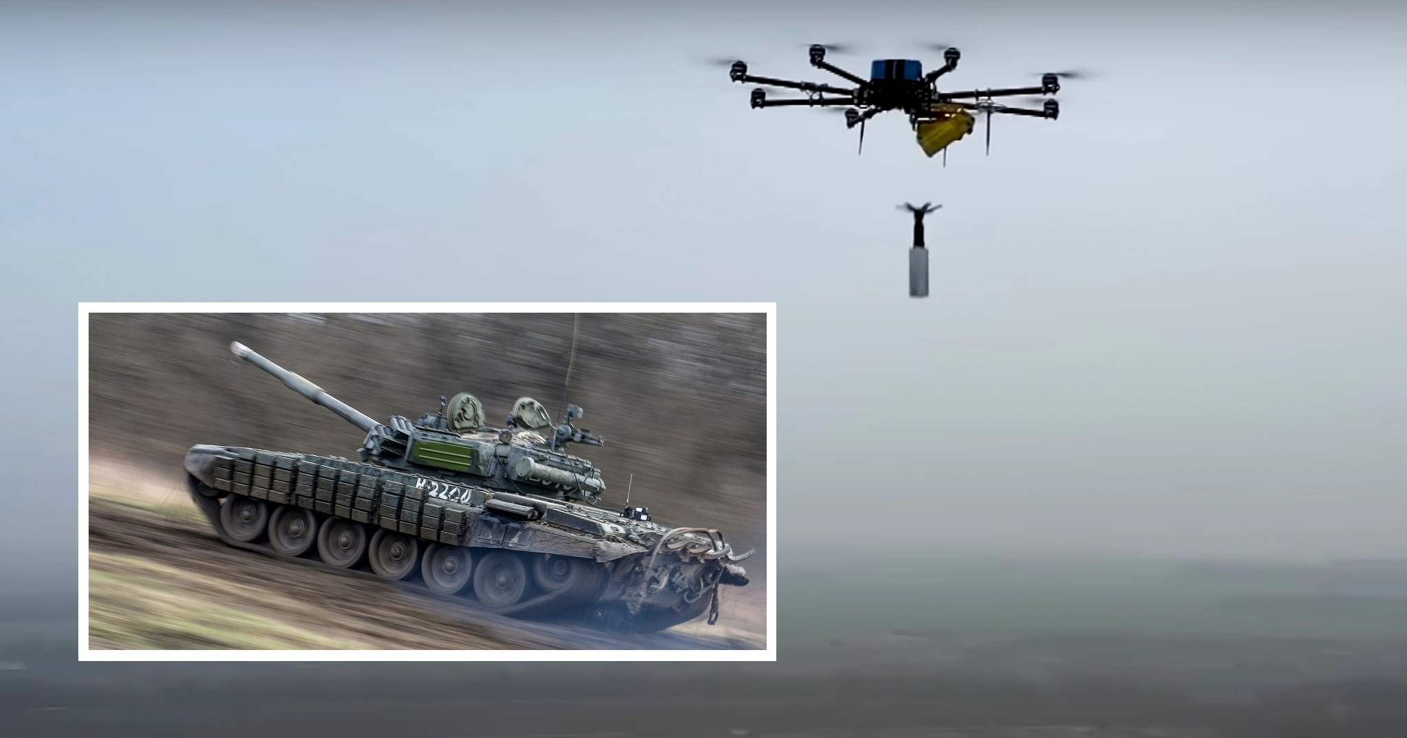 Oekraïense R18 drone vernietigt Russische T-72B tank ter waarde van 2 miljoen dollar