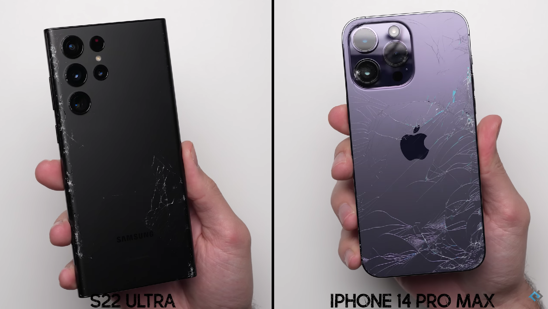 iPhone 14 Pro Max vs Samsung Galaxy S22 Ultra in a drop test